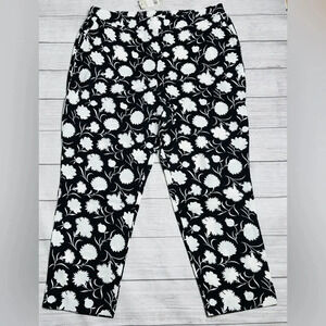 Boden Ludlow Satin Trousers Pants Black White Floral Pants Womens Size 20/22 NWT